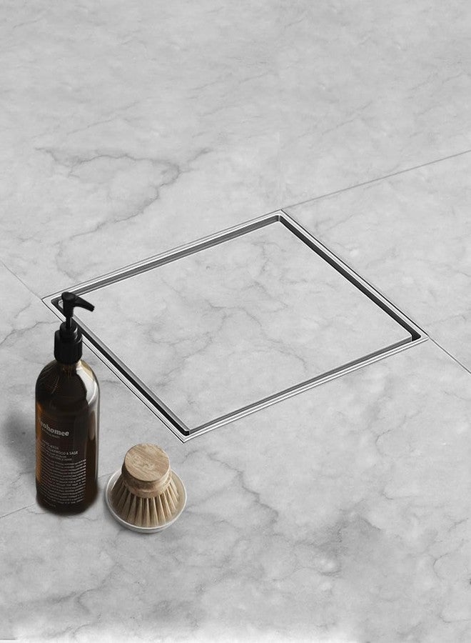 ARQUIN ARQUIN Tile Insert Floor Drain 6x6 Inch 304 Grade Stainless Steel Invisible Bathroom Drain Jali Floor Drainer with Anti-Cockroach Trap | Square Drainer for Bathrooms 1 mm Thickness - Image 1